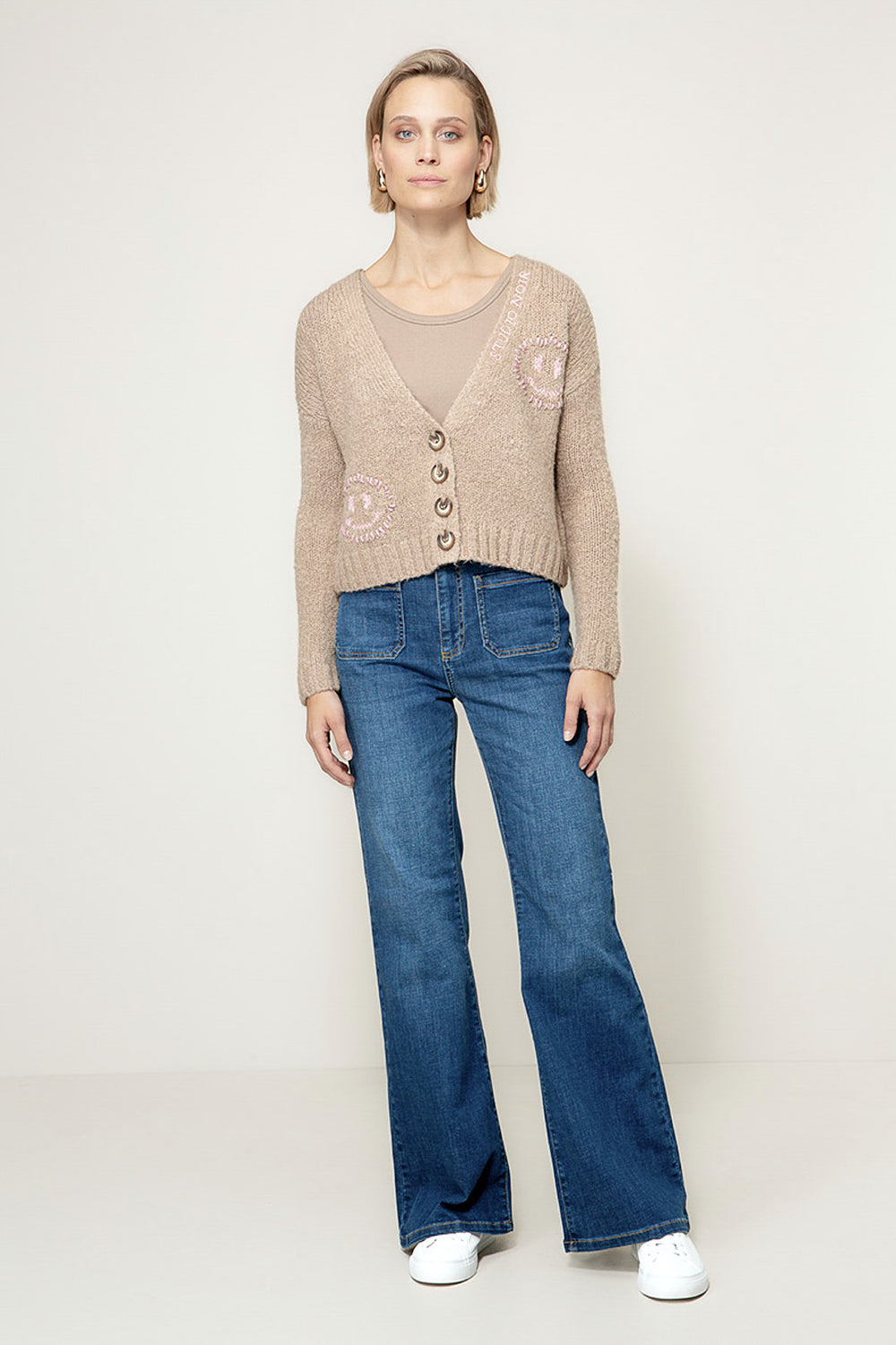 Strickjacke Smiley | Taupe