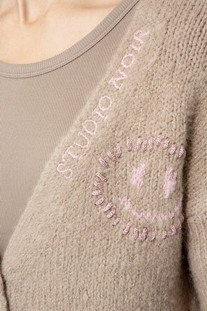 Strickjacke Smiley | Taupe