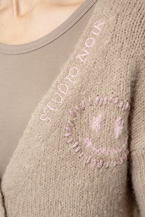 Strickjacke Smiley | Taupe