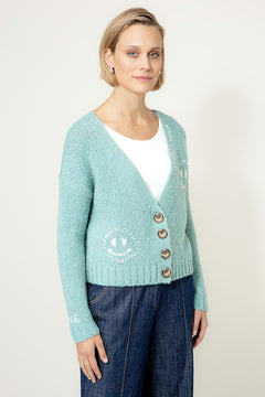 Strickjacke Smiley | light Teal