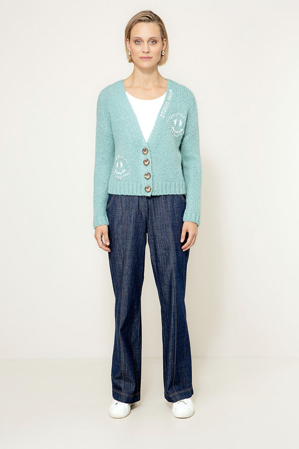 Strickjacke Smiley | light Teal