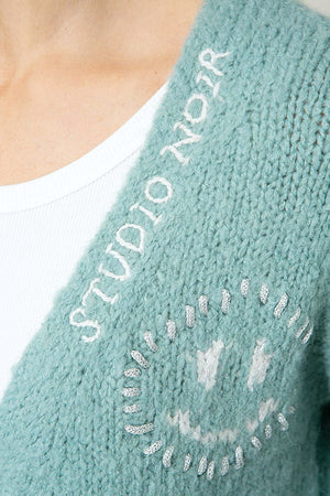 Strickjacke Smiley | light Teal