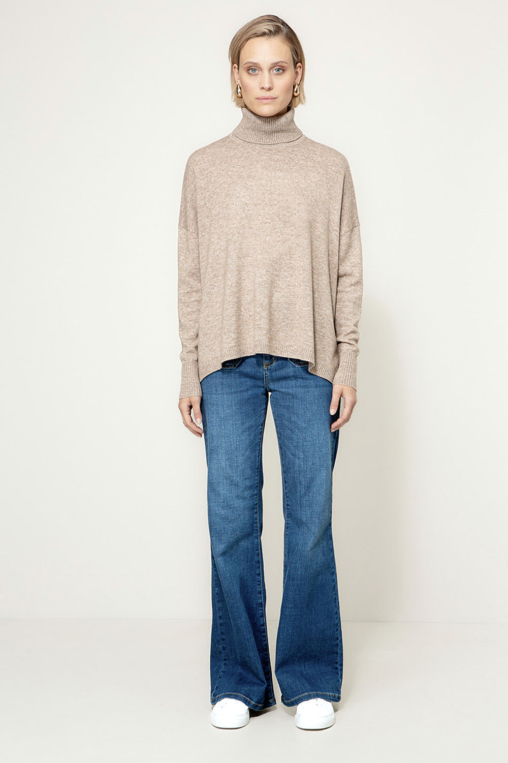 Strickpullover mit Merino-Wolle | Taupe