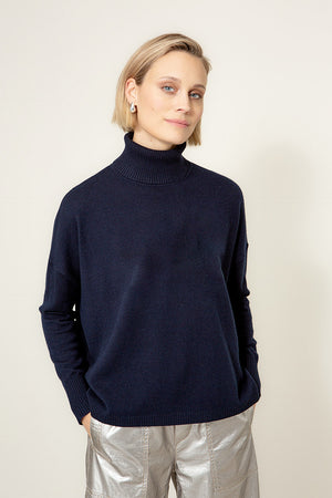 Strickpullover mit Merino-Wolle | Navy