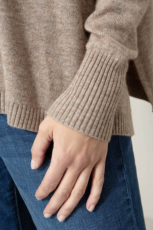 Strickpullover Smiley mit Merino-Wolle | Taupe