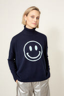 Strickpullover Smiley mit Merino-Wolle | Navy