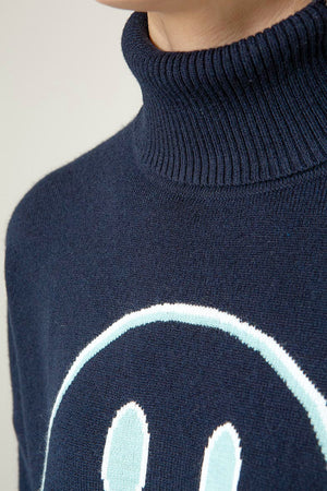 Strickpullover Smiley mit Merino-Wolle | Navy