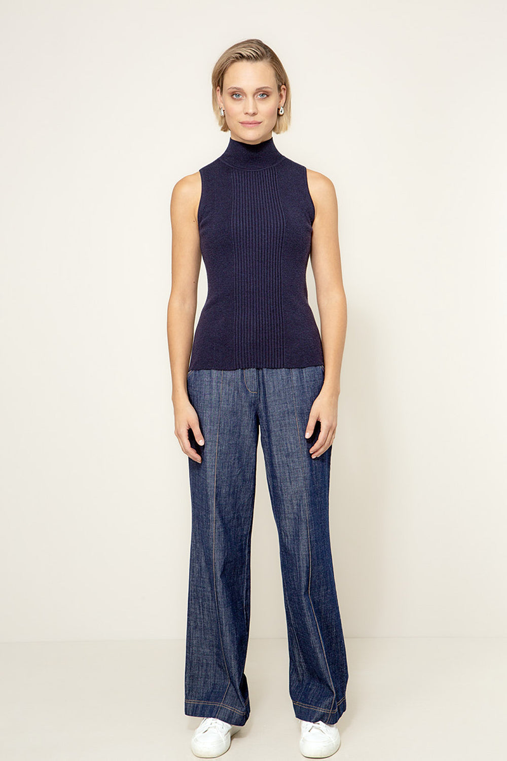 Strickshirt in Vicose-Mix | Navy