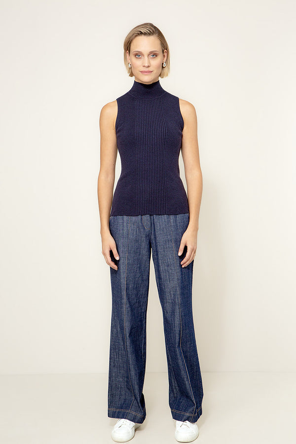 Strickshirt in Vicose-Mix | Navy