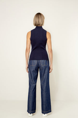 Strickshirt in Vicose-Mix | Navy