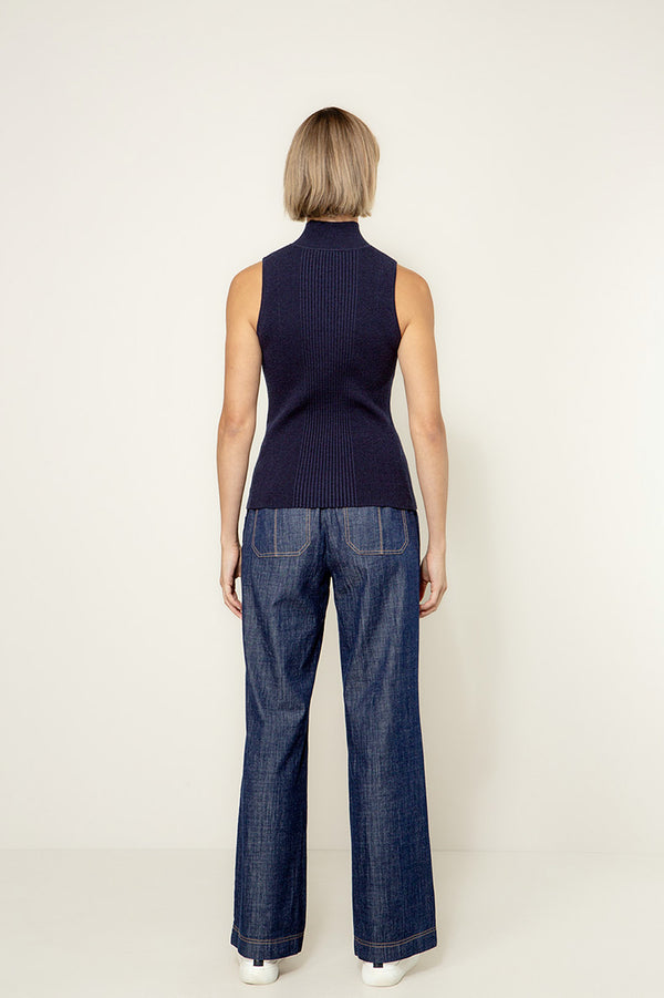 Strickshirt in Vicose-Mix | Navy
