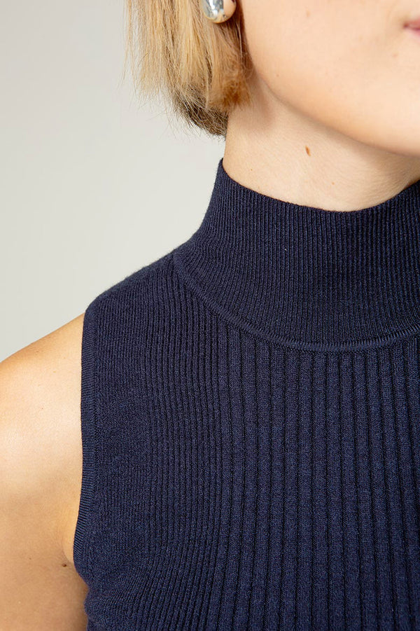Strickshirt in Vicose-Mix | Navy
