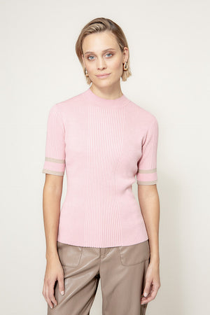 Knitted shirt in viscose blend | Mauve