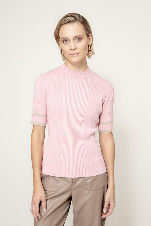 Knitted shirt in viscose blend | Mauve