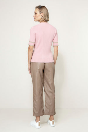 Knitted shirt in viscose blend | Mauve