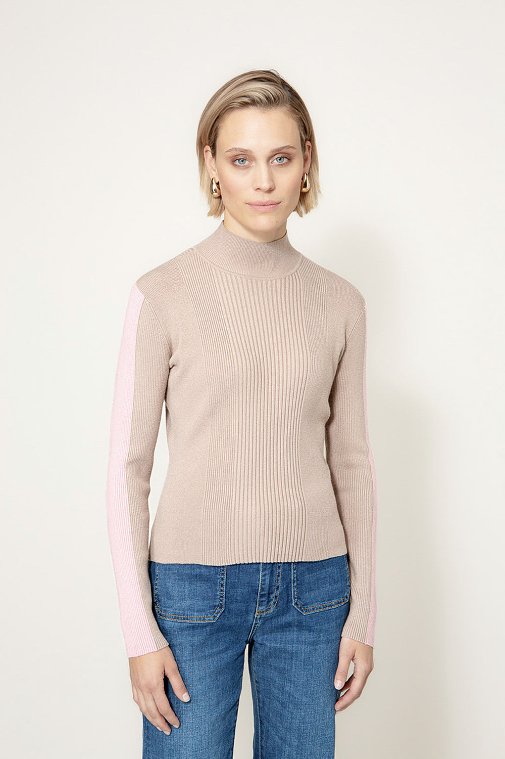 Strickshirt im Viscose-Mix | Taupe