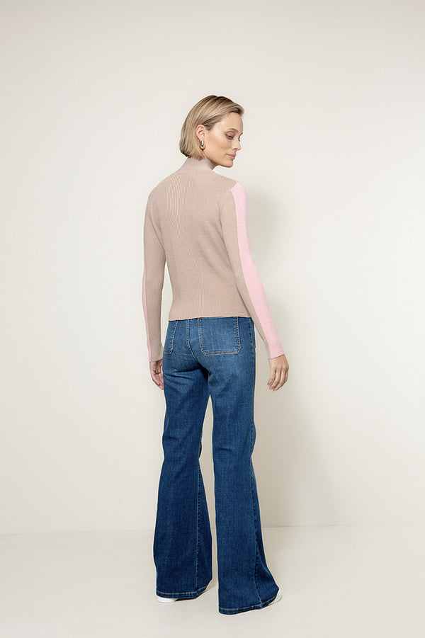 Strickshirt im Viscose-Mix | Taupe