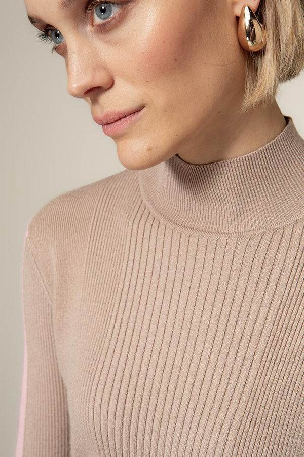 Strickshirt im Viscose-Mix | Taupe