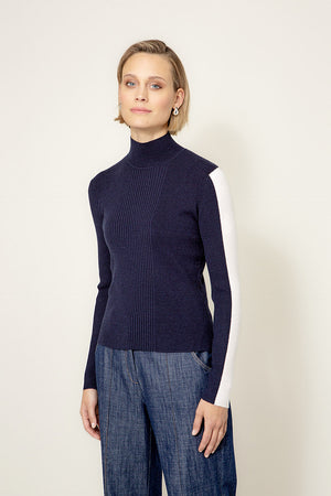 Strickshirt im Viscose-Mix | Navy