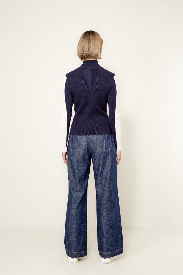 Strickshirt im Viscose-Mix | Navy