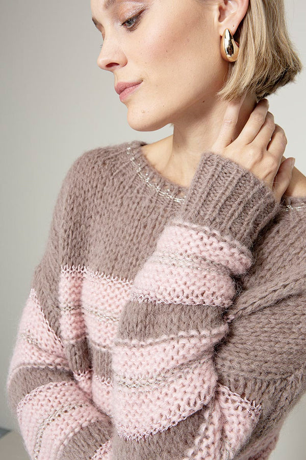 Strickpullover mit Alpaka | Taupe