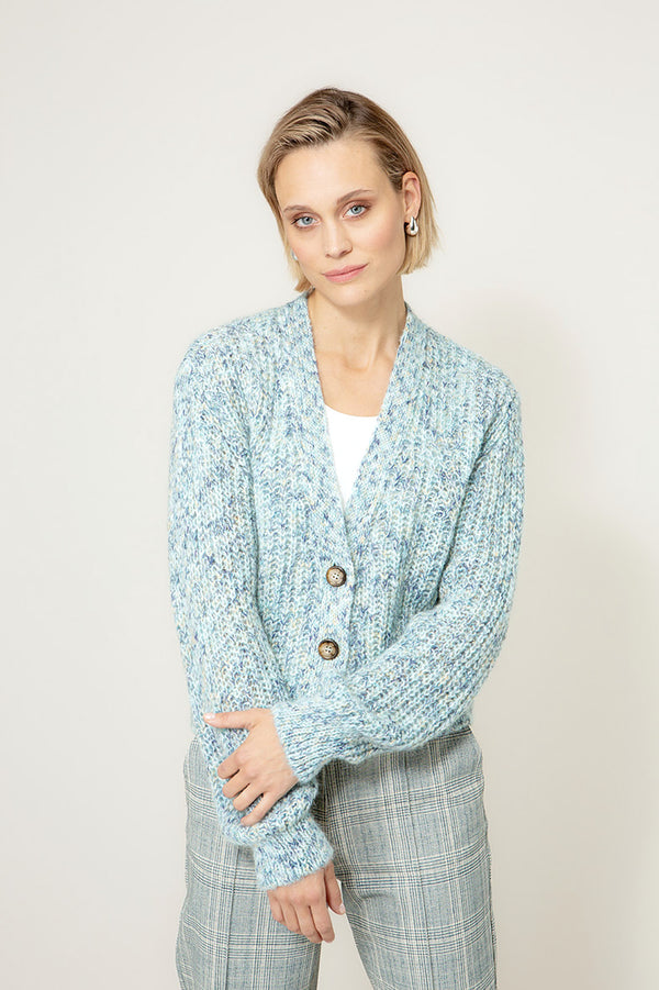 Strickjacke mit Mohair | light Teal
