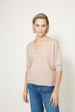 Strickshirt im Viscose-Mix | Taupe