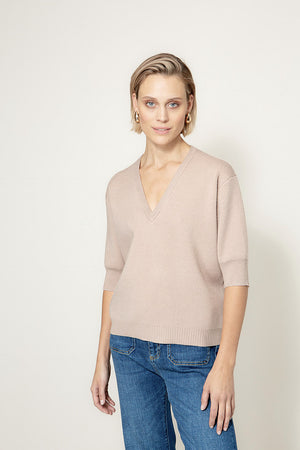 Strickshirt im Viscose-Mix | Taupe