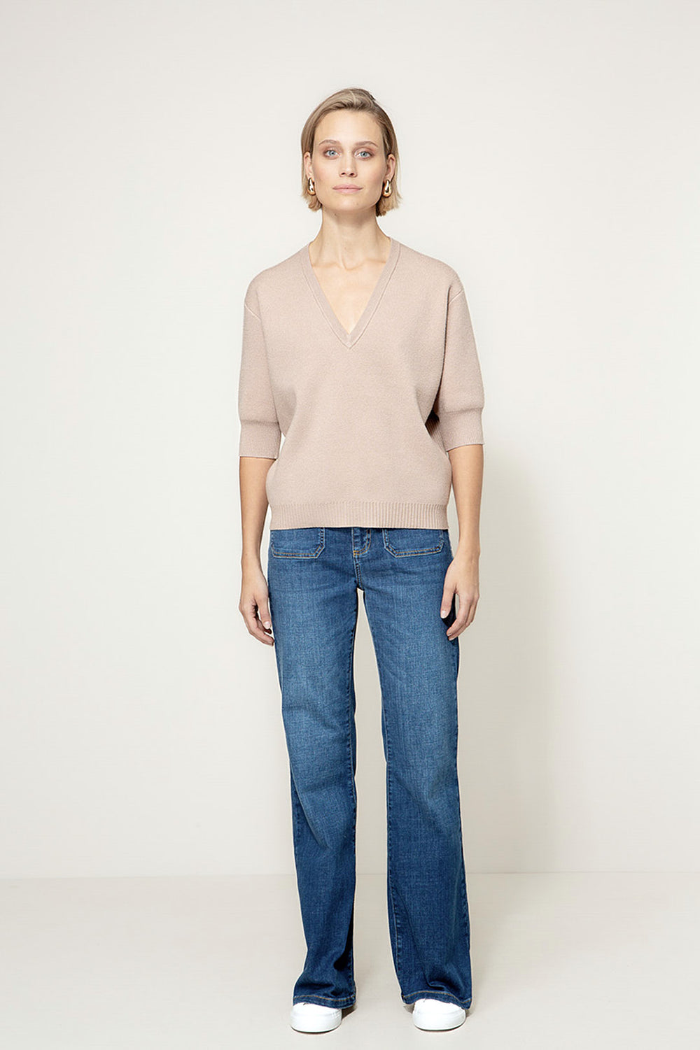 Strickshirt im Viscose-Mix | Taupe
