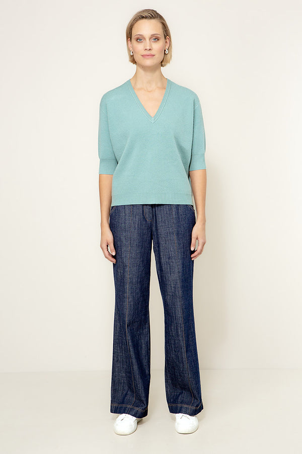 Strickshirt im Viscose-Mix | light Teal