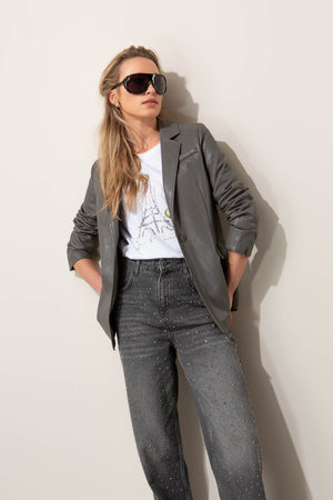 Blazer in Lederoptik