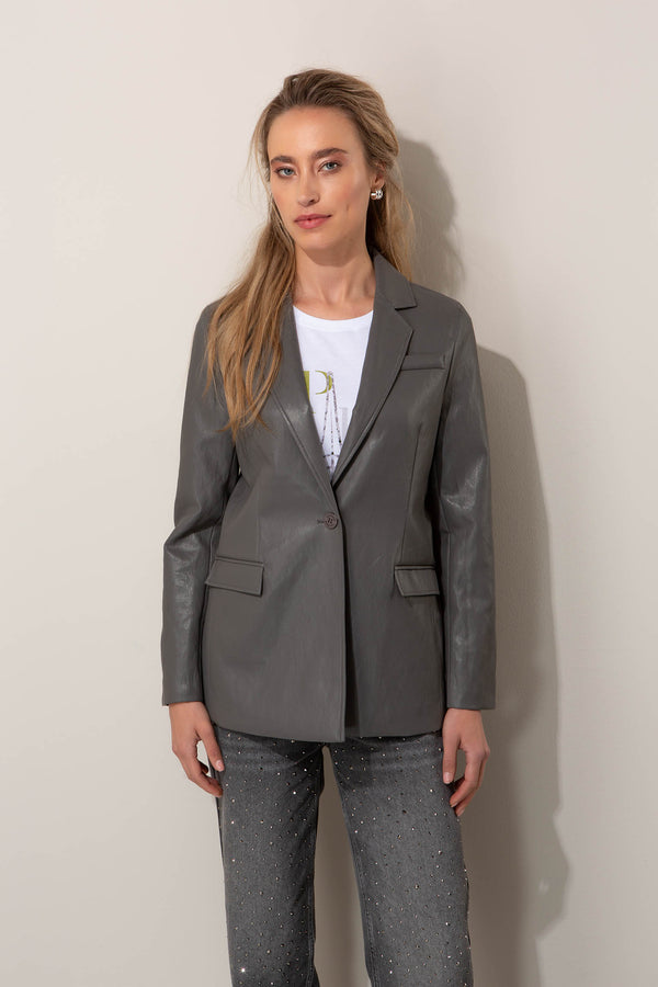 Blazer in Lederoptik