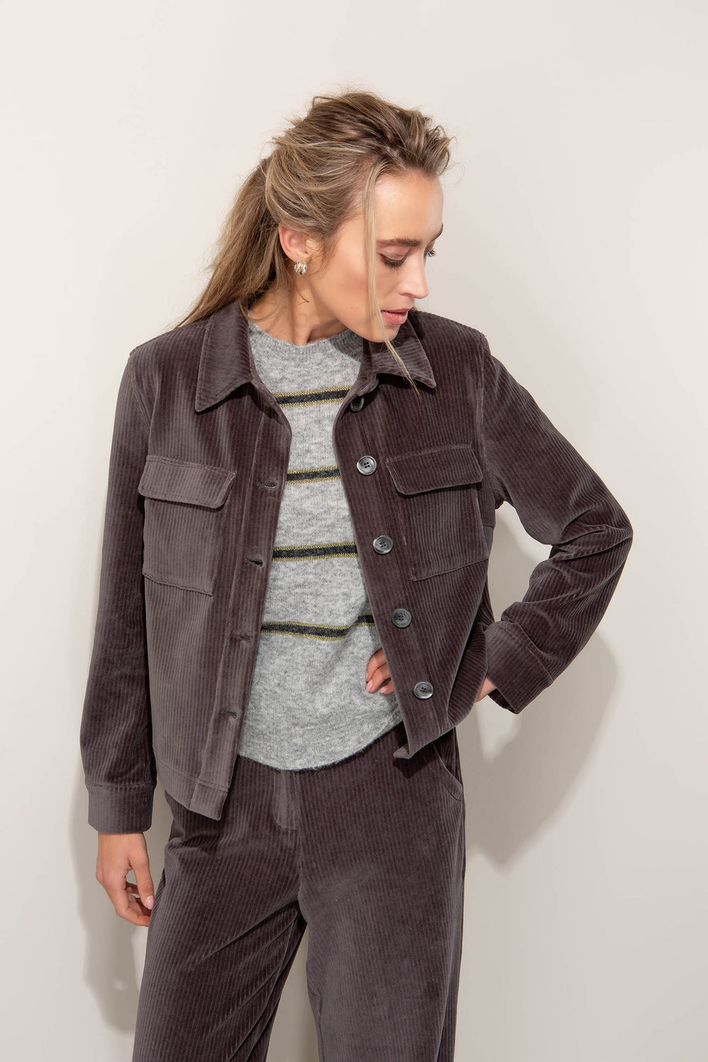 Jacke in Jersey Wide Cord