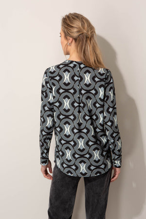Bluse aus Viskose-Crêpe mit Print