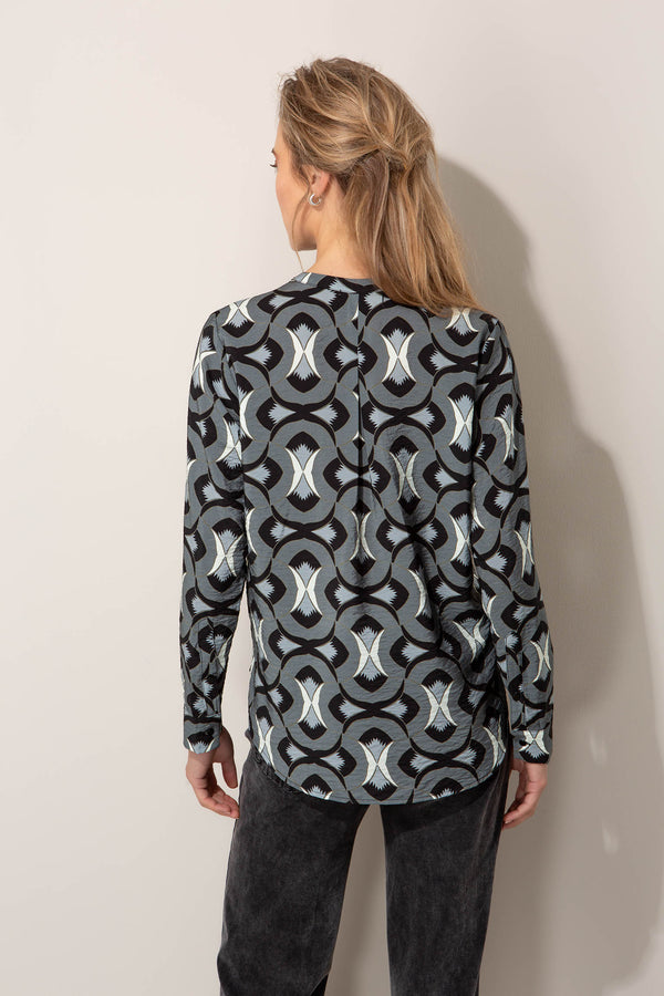 Bluse aus Viskose-Crêpe mit Print