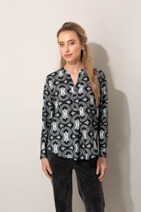 Bluse aus Viskose-Crêpe mit Print