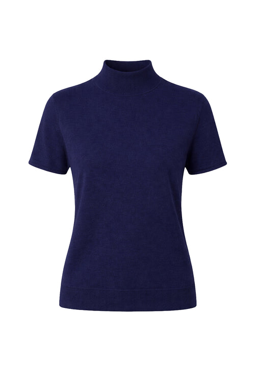 Kurzarm-Strickshirt aus Viskose-Mix