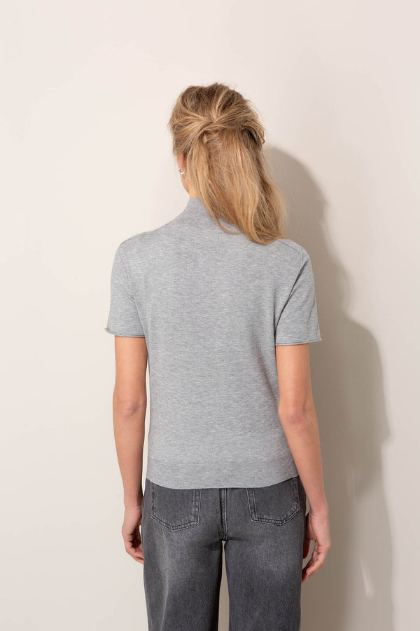 Kurzarm-Strickshirt aus Viskose-Mix