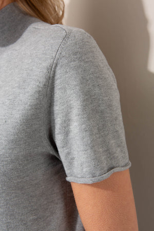Kurzarm-Strickshirt aus Viskose-Mix