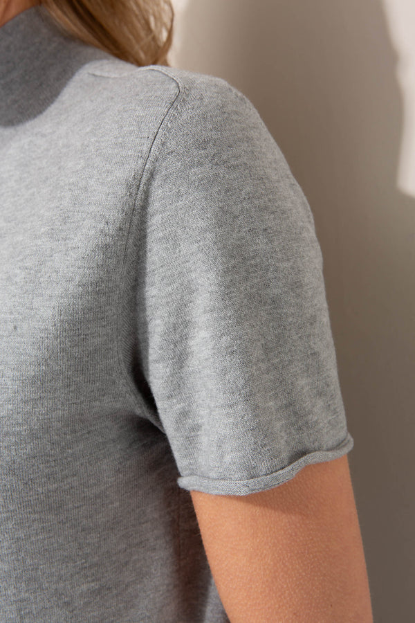 Kurzarm-Strickshirt aus Viskose-Mix