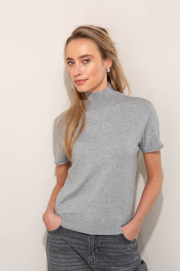 Kurzarm-Strickshirt aus Viskose-Mix