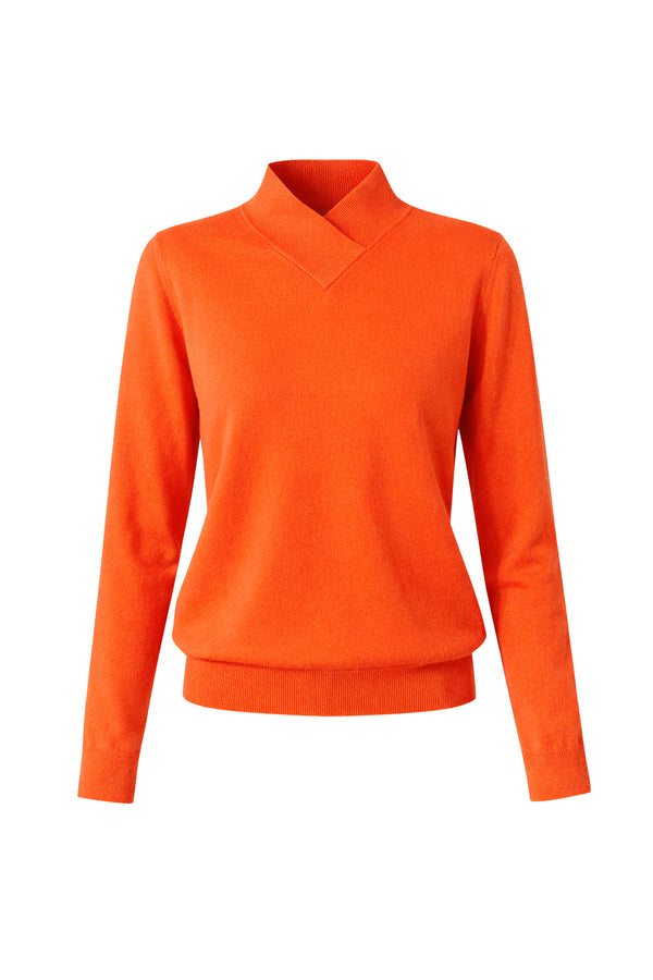 Strickpullover mit Wickelkragen