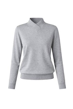 Strickpullover mit Wickelkragen