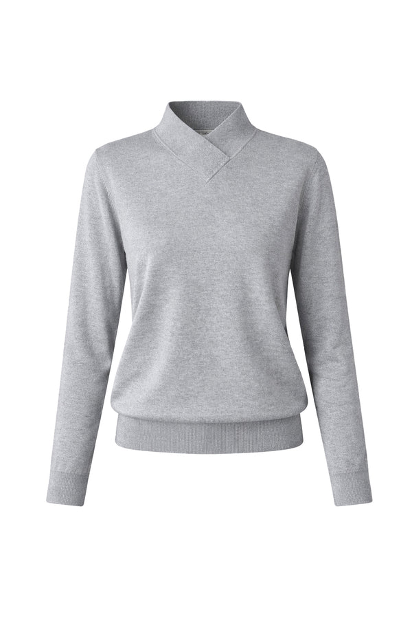 Strickpullover mit Wickelkragen