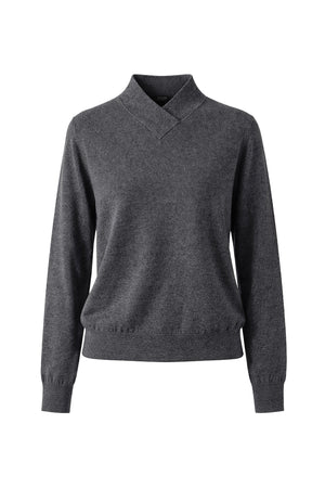 Strickpullover mit Wickelkragen
