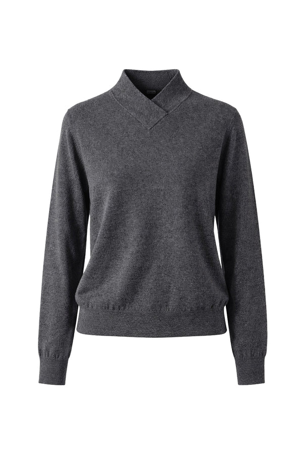 Strickpullover mit Wickelkragen