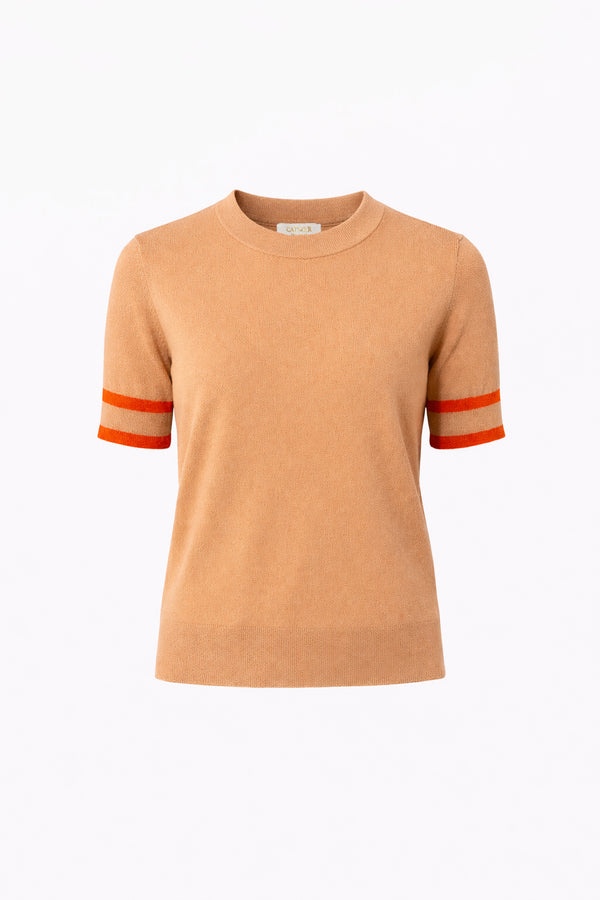 Kurzarm-Strickshirt aus Viskose-Mix