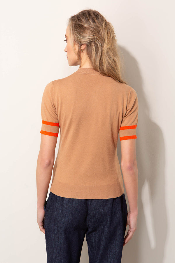 Kurzarm-Strickshirt aus Viskose-Mix