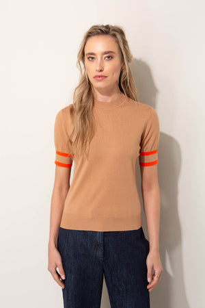 Kurzarm-Strickshirt aus Viskose-Mix