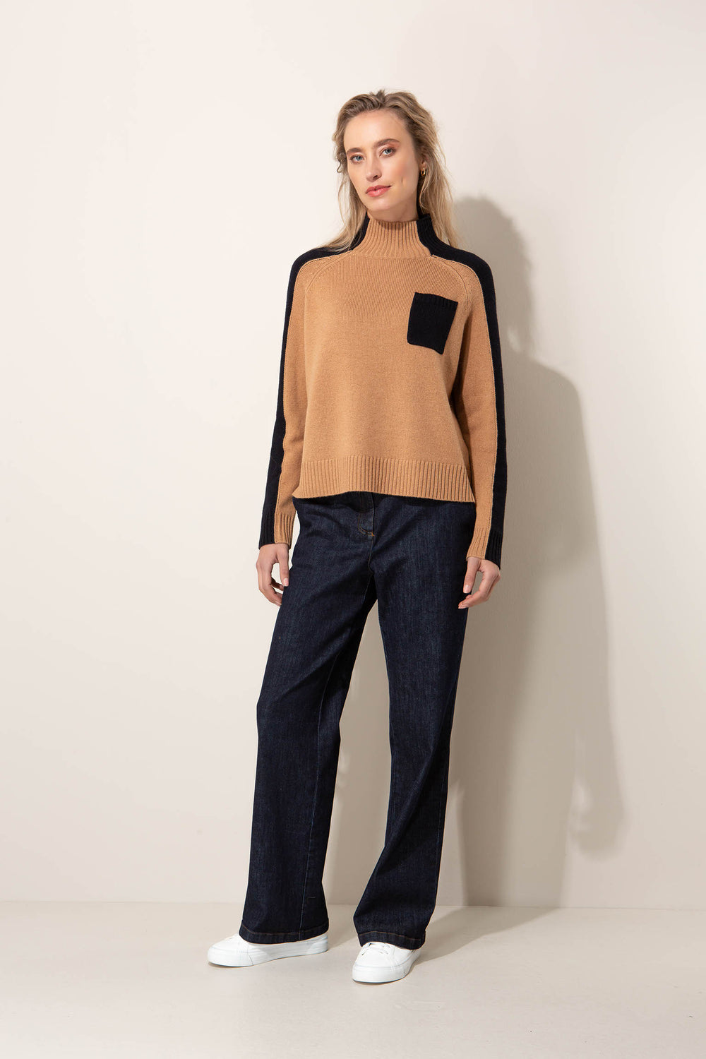 Stehkragenpullover mit Wolle